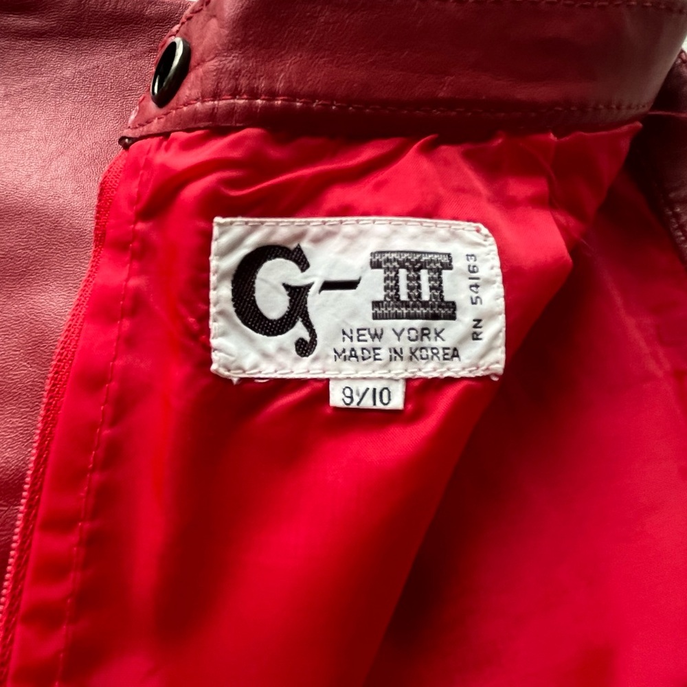 G-III REAL LEATHER Vintage Red Lined Pencil Skirt Size 9/10 - Picture 6 of 11
